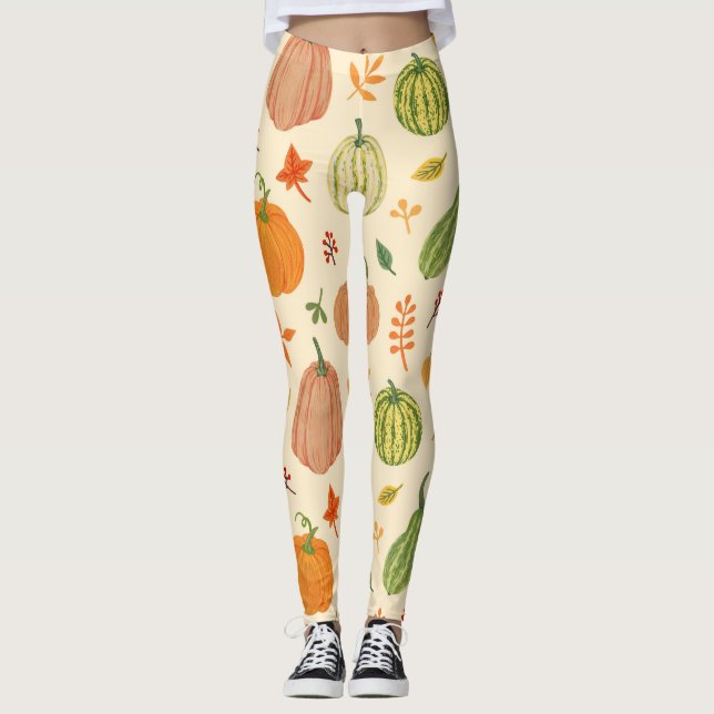 Die Kürbis sind grün und orange, das Muster ist na Leggings (Vorderseite)