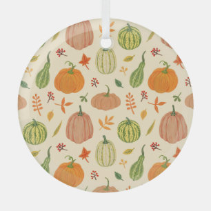 Die Kürbis sind grün und orange, das Muster ist na Ornament Aus Glas