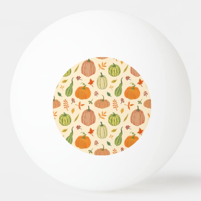 Die Kürbis sind grün und orange, das Muster ist na Tischtennisball (Vorderseite)