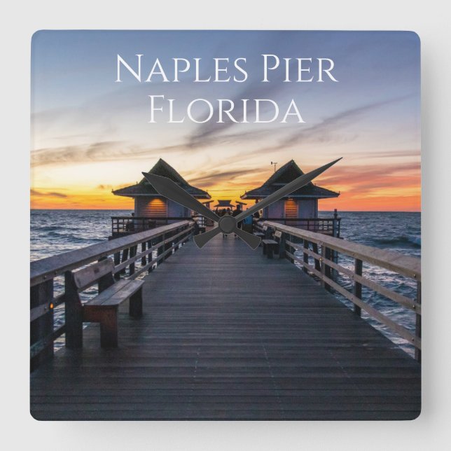 Die Küste des Pier Napoli florida Quadratische Wanduhr (Vorderseite)