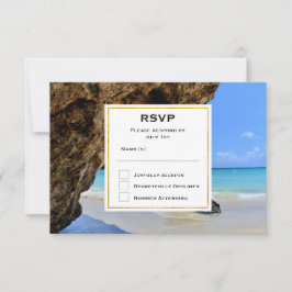 Die Küste des tropischen Strandes mit dem großen F RSVP Karte