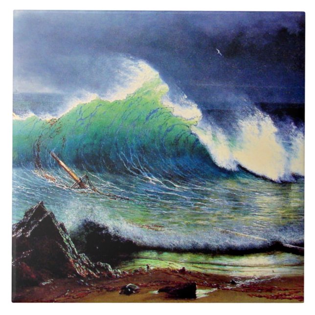 Die Küste des türkisblauen Meeres Fliese (Vorderseite)