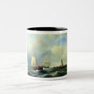 Die Küste zu erkunden an einem ruhigen Tag Zweifarbige Tasse