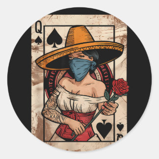 Die La chingona Tarotkarte lustiger spanischer Sla Runder Aufkleber