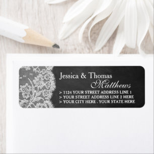 Die Labels der Chalkboard & Lace Wedding
