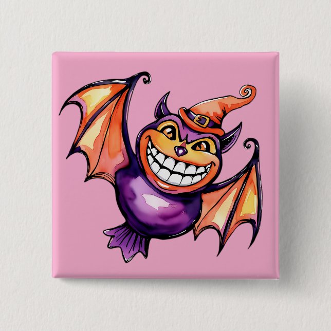 Die lächelnde Fledermaus Button (Vorderseite)