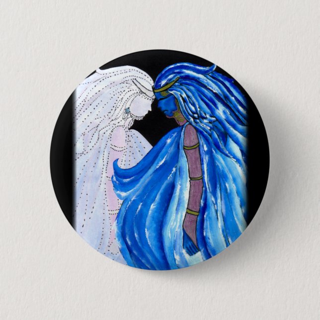 Die Lady der Blauen Flamme Button (Vorderseite)