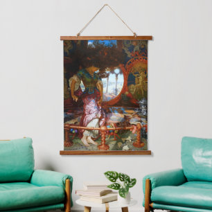 Die Lady of Shalott von William Hunt aus der Zeit Wandteppich Mit Holzrahmen