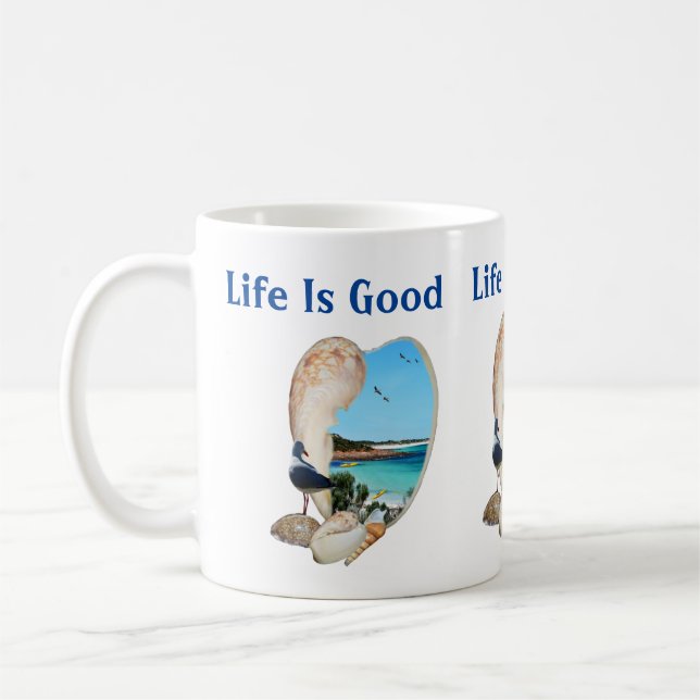 Die Lage in einer Muschel am Strand, Kaffeetasse (Links)