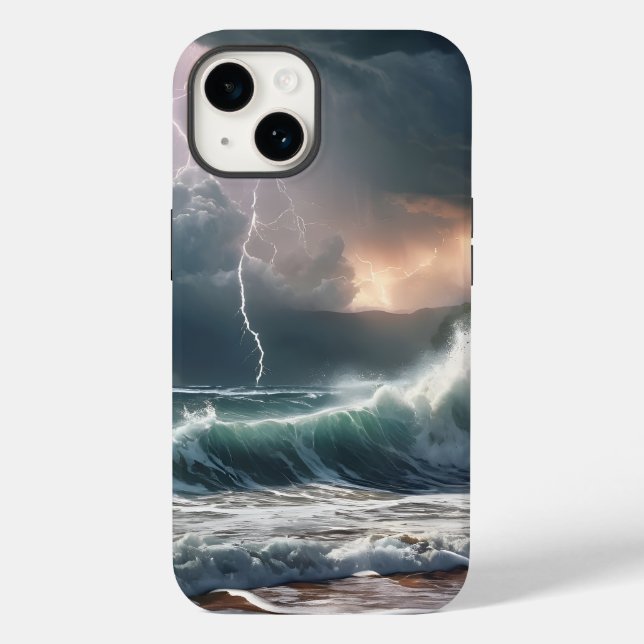 Die Landschaft der Blitzschlagwellen am Strand Case-Mate iPhone Hülle (Rückseite)
