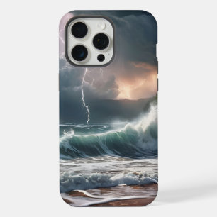 Die Landschaft der Blitzschlagwellen am Strand iPhone 15 Pro Max Hülle
