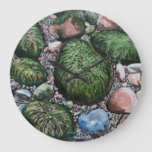 Die Landschaft des Tides Out Beach Rocks Große Wanduhr