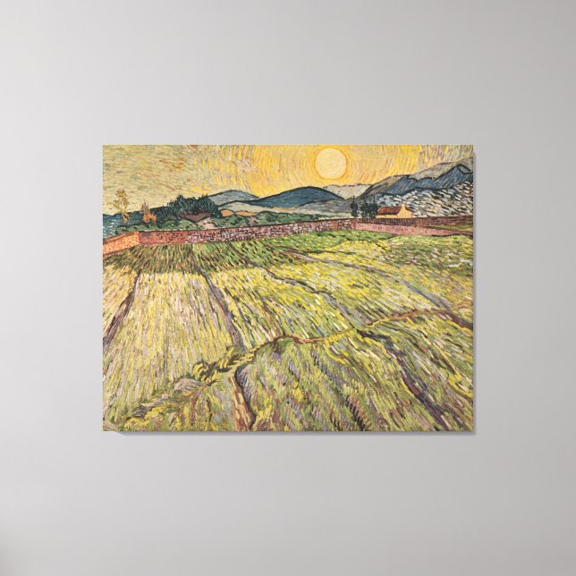 Die Landschaft von Van Gogh mit Pflugfeldern (1899 Leinwanddruck (Vorderseite)