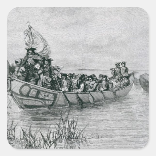 Die Landung von Cadillac Quadratischer Aufkleber (Vorderseite)