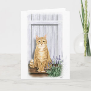 Die Lavendel Door Cat Karte