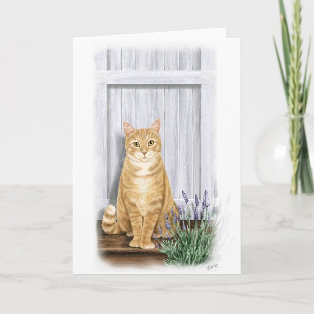 Die Lavendeltür-Katze Karte (Vorderseite)