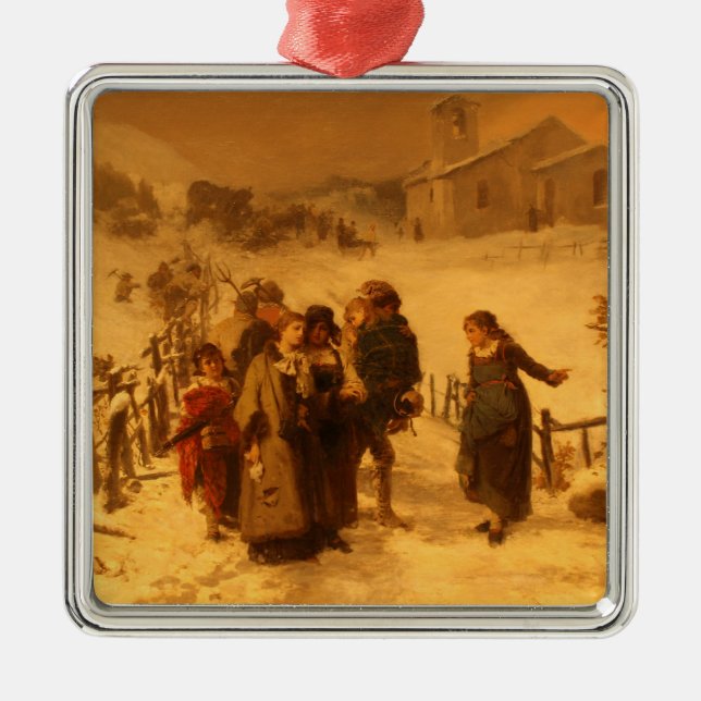 Die Lawine im Winter (von Gerolamo Induno) Ornament Aus Metall (Vorne)
