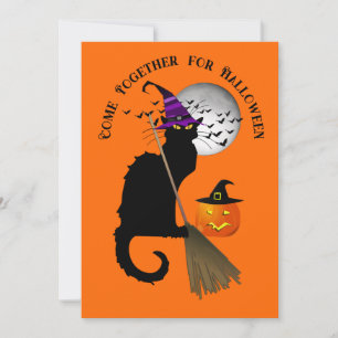 Die Le Chat Noir Halloween Hexe Einladung