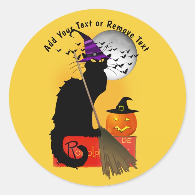 Die Le Chat Noir Halloween Hexe Runder Aufkleber (Vorderseite)