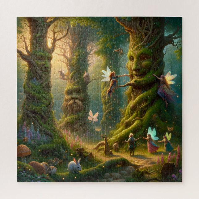 Die lebenden Bäume des verzauberten Feenwaldes Puzzle (Vertikal)