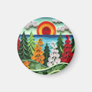 Die lebendige, farbenfrohe Kunst des Papierabbaus Magnet