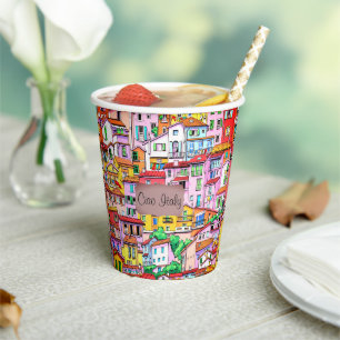 Die lebendige italienische Fassade Pappbecher