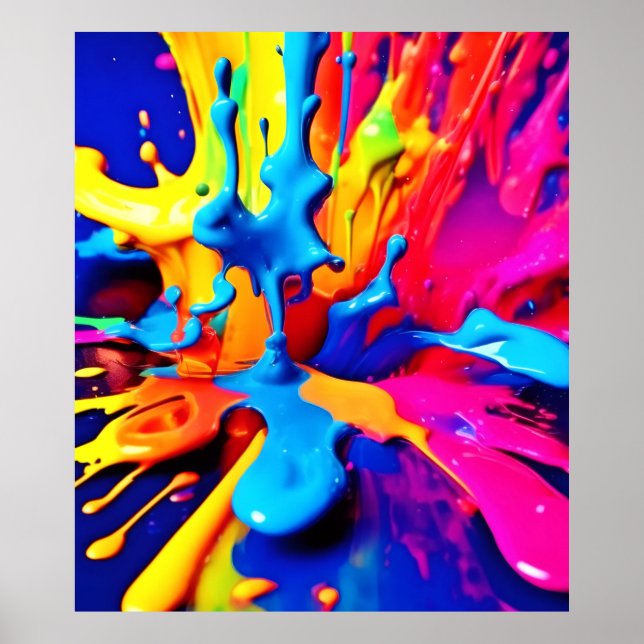 Die lebendige Paint Splash Kunst in feinen Farben Poster (Vorne)