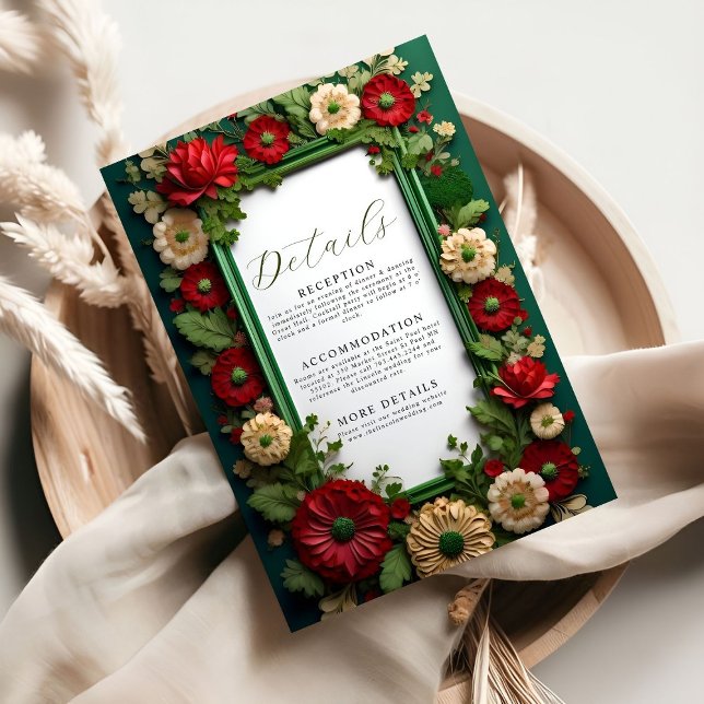 Die lebendige Royal Green Bouquet Details Eintritt Begleitkarte (Von Creator hochgeladen)