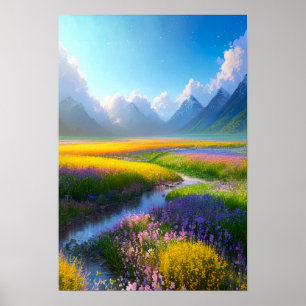 Die lebendige Schönheit eines Blume-Felds Poster