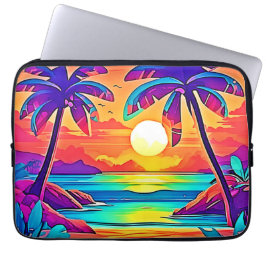 Die lebendige tropische Sonnenuntergangsart Laptopschutzhülle