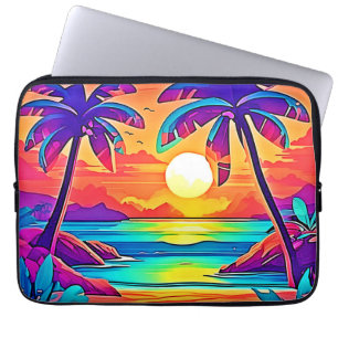 Die lebendige tropische Sonnenuntergangsart Laptopschutzhülle