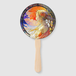 Die lebendige Wasserfarbe des Girl Set of Fans Fächer