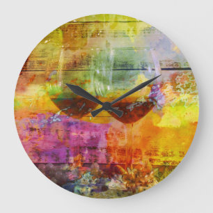 Die lebendige Wine Digital Art Clock Große Wanduhr