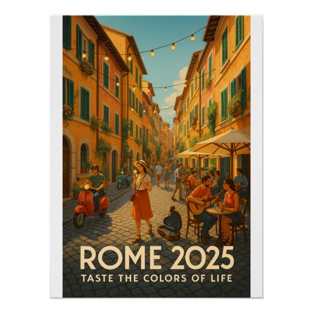 Die lebendigen Straßen der Trastevere Kunst Poster (Vorderseite)