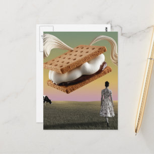 Die Leckerei des fliegenden Schokoladenmarshmellow Postkarte