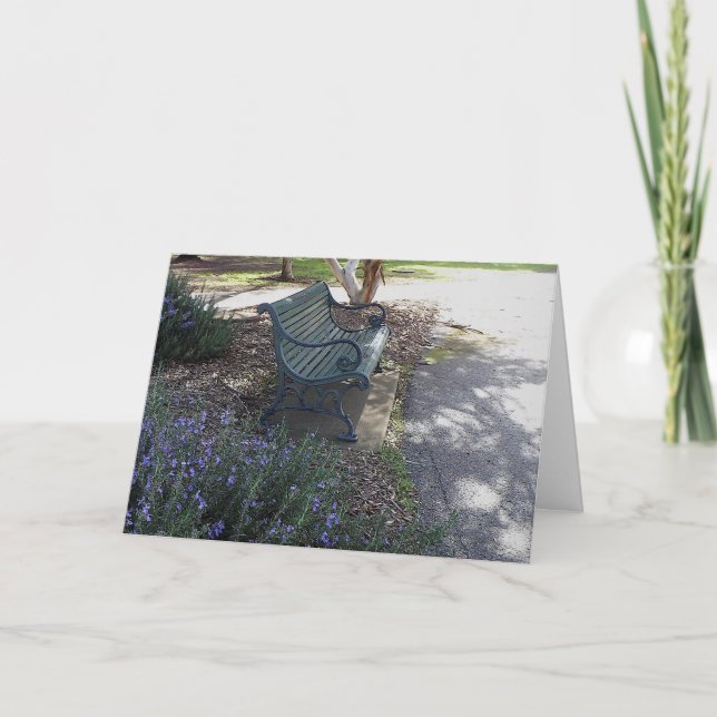 Die leere Bank und Rosemary Bush Dankeskarte (Vorderseite)