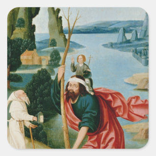 Die Legende des Hl. Christopher Quadratischer Aufkleber