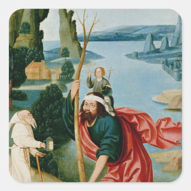 Die Legende des Hl. Christopher Quadratischer Aufkleber (Vorderseite)