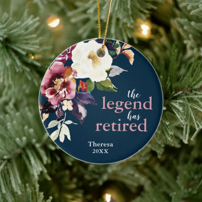 Die Legende hat die Personalisierte Elegant Blumen Keramik Ornament (Baum)