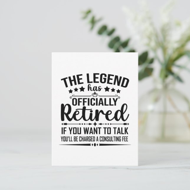 Die Legende hat offiziell den unsicheren Ruhestand Postkarte (Stehend Vorderseite)