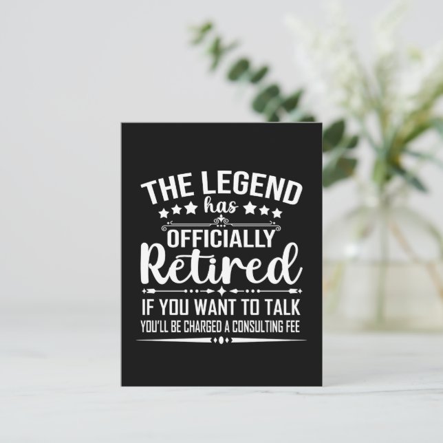 Die Legende hat offiziell den unsicheren Ruhestand Postkarte (Stehend Vorderseite)