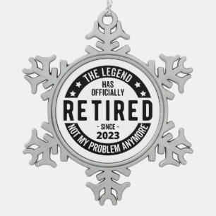 Die Legende ist offiziell in Rente, Rentner 2023 Schneeflocken Zinn-Ornament
