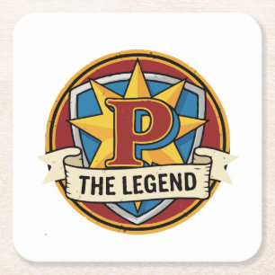 Die Legende Monogramm P - Benutzerdefinierter Supe Rechteckiger Pappuntersetzer