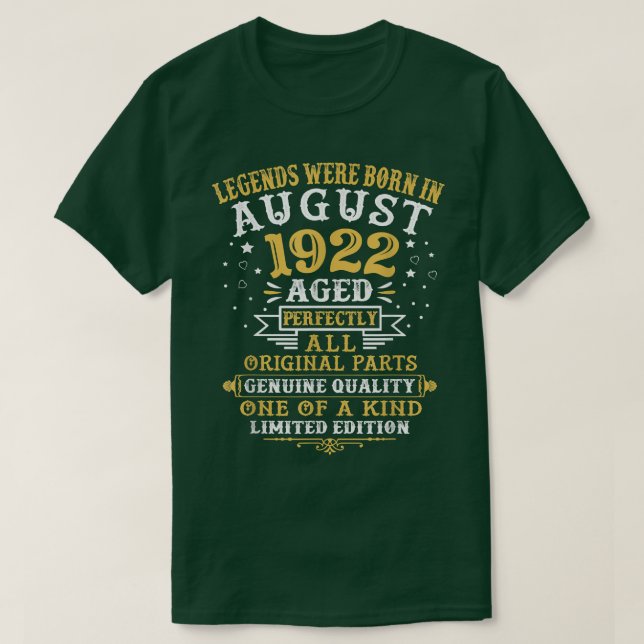 Die Legenden waren im August 1922 100 Jahre alt 10 T-Shirt (Design vorne)