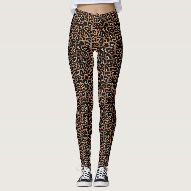 Die Leggings der Brown-Leopard-Druck-Frauen (Vorderseite)