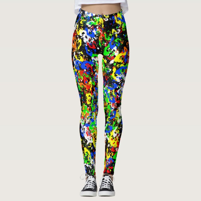 Die Leggings der bunten Farben-Spritzer-Frauen (Vorderseite)