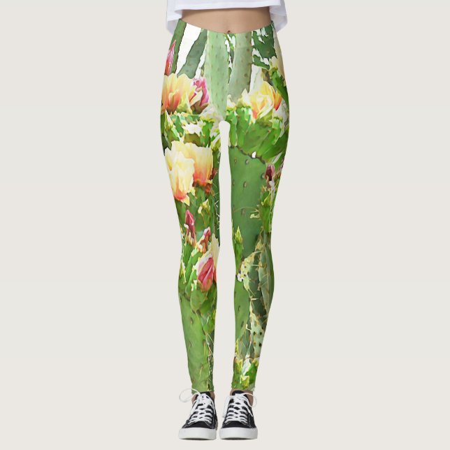 Die Leggings der Frauen - stachelige Birnen-Blüte (Vorderseite)