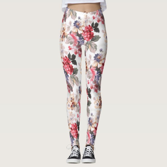 Die Leggings Rosen-der Blumenmuster-Frauen (Vorderseite)