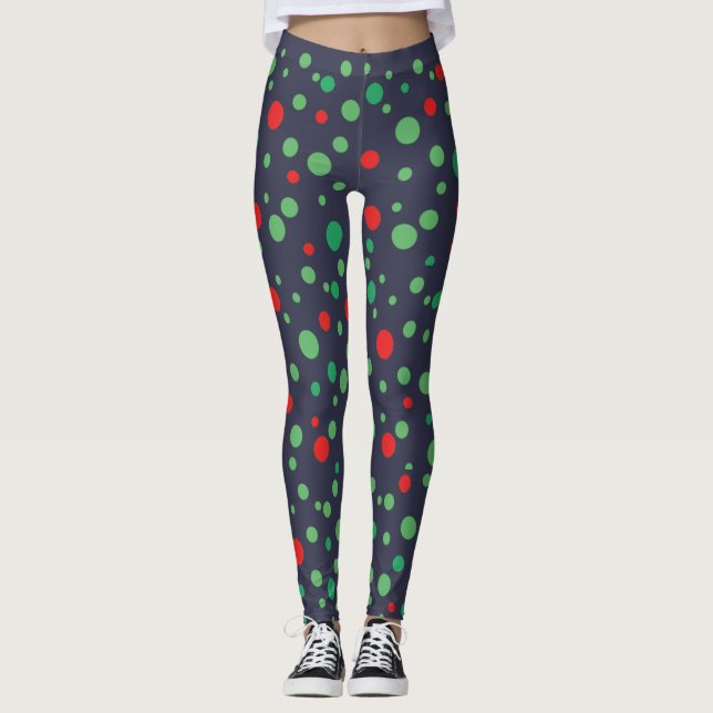 Die Leggings sind grün und rot gestrichelt (Vorderseite)