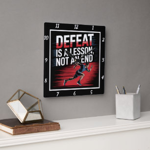 Die Lektion der Niederlage endet nicht Quadratische Wanduhr